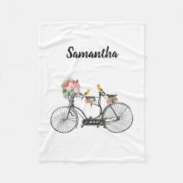 Cobertor De Velo Flores e Aves Românticas De Bicicletas De Vintagem