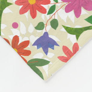 Cobertor De Velo Flores e Bolinhas em Ecru Fleece Blanket