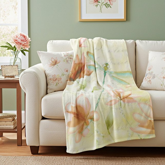 Cobertor De Velo Flores e libélula (Criador carregado)