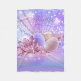 Cobertor De Velo Flores e ovos num fundo pastel colorido