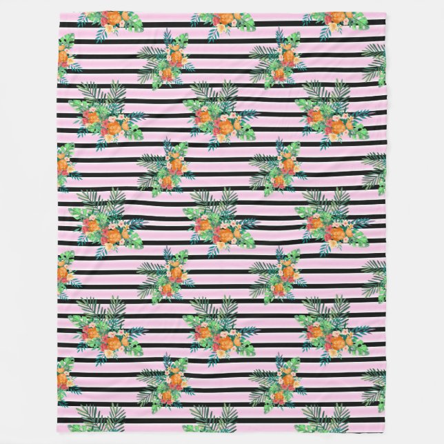 Cobertor De Velo Flores Elegantes - Flor Preta e Rosa (Frente)
