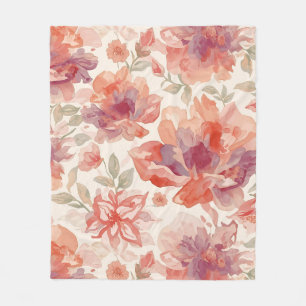 Cobertor De Velo Flores em Aquarela Pastel Laranja Claro