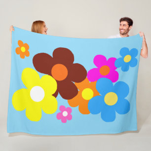 Cobertor De Velo Flores Felizes Céu Azul Claro
