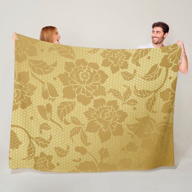 Cobertor De Velo Flores Florais Elegante do Ouro Dourado Honeycomb (In Situ)