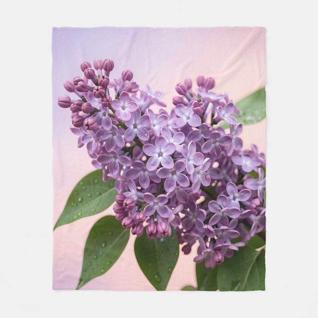 Cobertor De Velo Flores Frescas de Lilás Roxo Primavera Floral  (Frente)