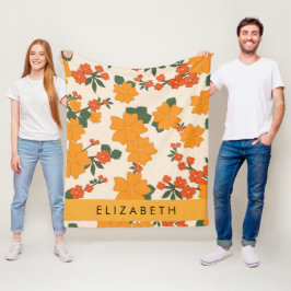 Cobertor De Velo Flores Laranja, Padrão De Flores, Seu Nome