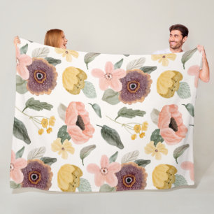 Cobertor De Velo Flores lindas Cor de água branca e rosa
