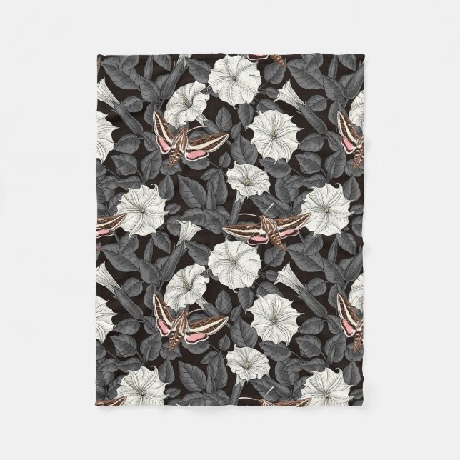 Cobertor De Velo Flores-lua e mariposas-esfinge 2 (Frente)