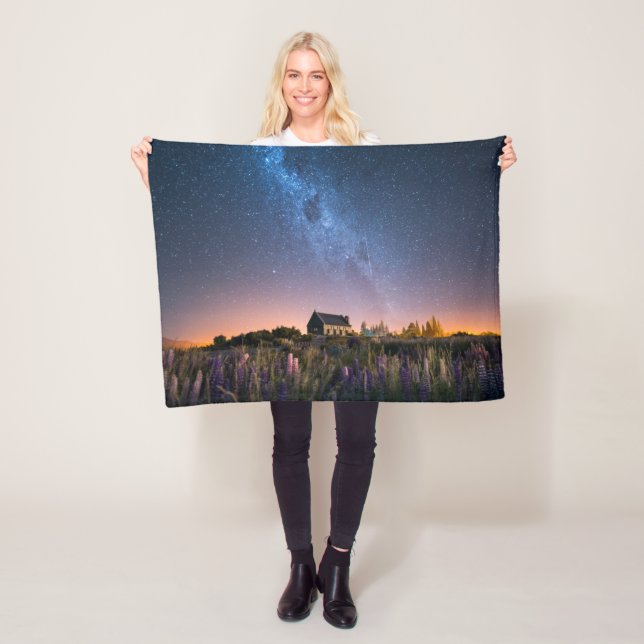 Cobertor De Velo Flores | Lupines Blooming Lake Tekapo Nova Zelândi (In Situ)