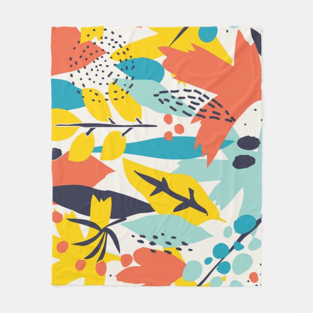 Cobertor De Velo Flores pintadas à mão, folhas de padrão sem soldad (Frente)