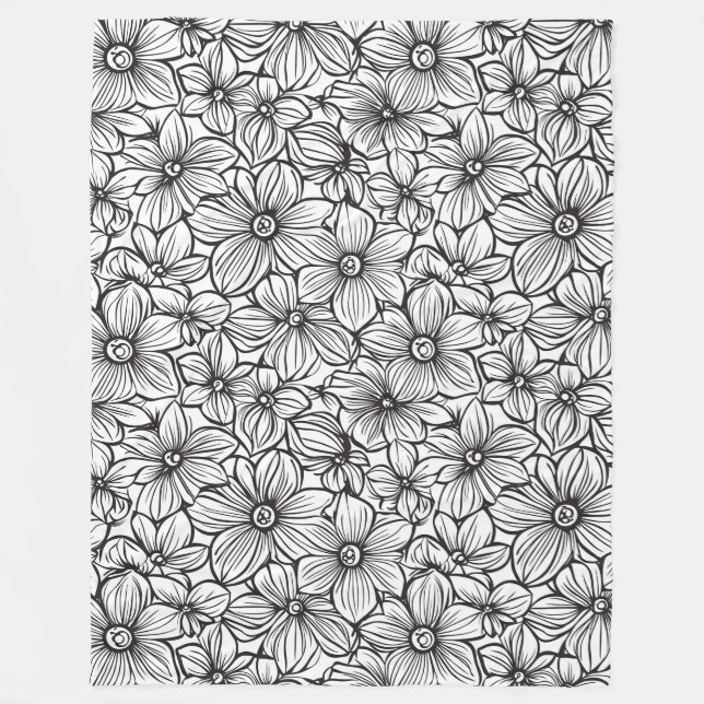 Cobertor De Velo Flores Preto Branco (Frente)