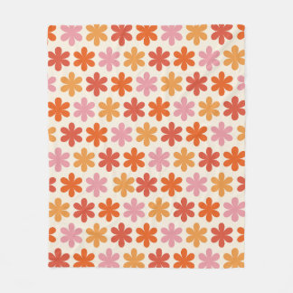 Cobertor De Velo Flores Retróficas Cor-De-Rosa E Laranja Pat
