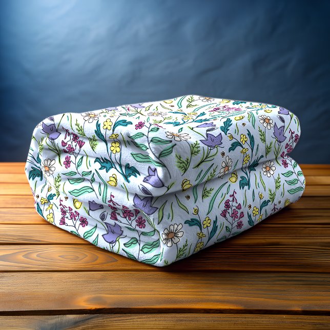Cobertor De Velo Flores selvagens Blue Fleece Blanket, Médio (Wildflowers Blue Fleece Blanket)