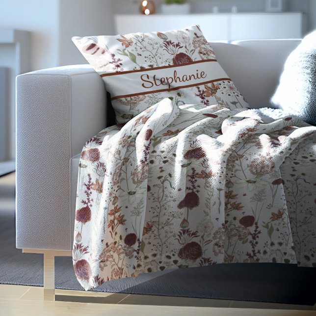 Cobertor De Velo Flores Selvagens Modernas | Elegante Boho Floral (Criador carregado)