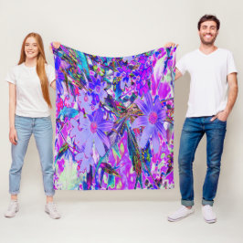 Cobertor De Velo Flores selvagens roxas e magenta coloridas