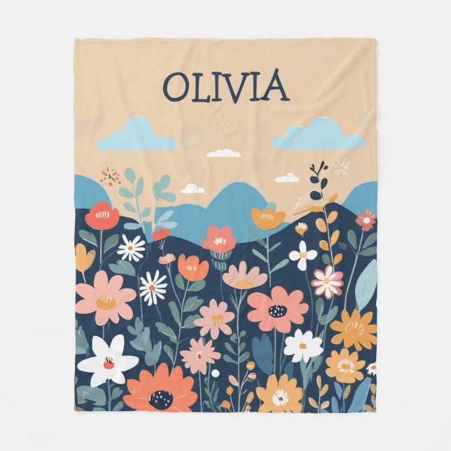 Cobertor De Velo Flores Silvestres Botânicas Personalizadas Fofas  (Frente)