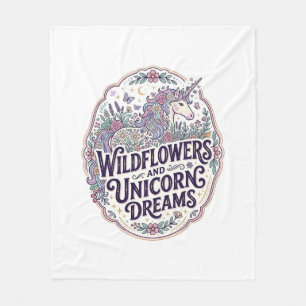 Cobertor De Velo Flores Silvestres de Unicórnio e Sonhos de Unicórn
