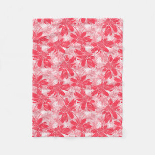 Cobertor De Velo Flores vermelhas em branco.