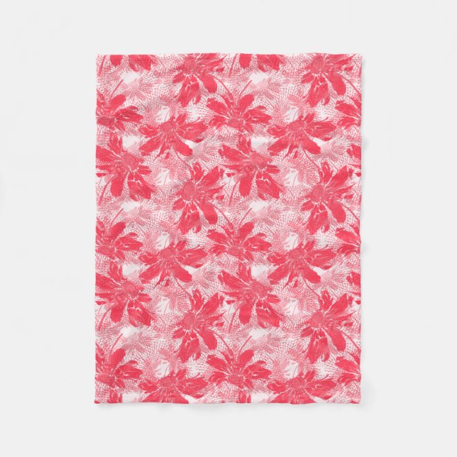 Cobertor De Velo Flores vermelhas em branco. (Frente)