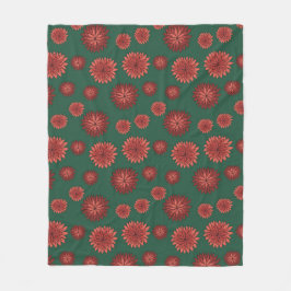 Cobertor De Velo Flores Vermelhas em um Fundo Verde