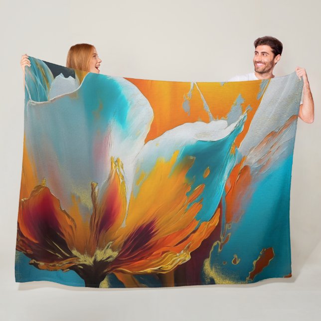 Cobertor De Velo Florescer em Laranja e Azul Turquesa (In Situ)