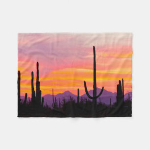 Cobertor De Velo Floresta de Cactus Saguaro ao Pôr do Sol