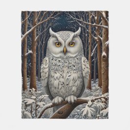 Cobertor De Velo Floresta de inverno de coruja branca Elegante