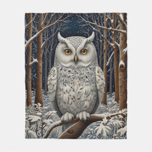 Cobertor De Velo Floresta de inverno de coruja branca Elegante