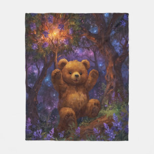 Cobertor De Velo Floresta Feliz Arte do Urso de Teddy