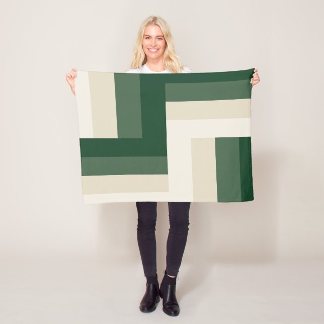 Cobertor De Velo Floresta Geométrica e Creme Moderno em Aberto (In Situ)