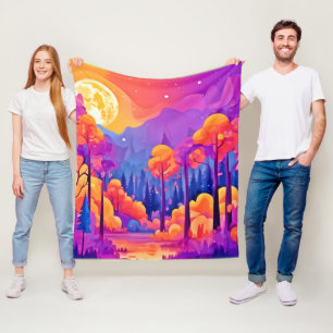 Cobertor De Velo Floresta Lua Vibrante