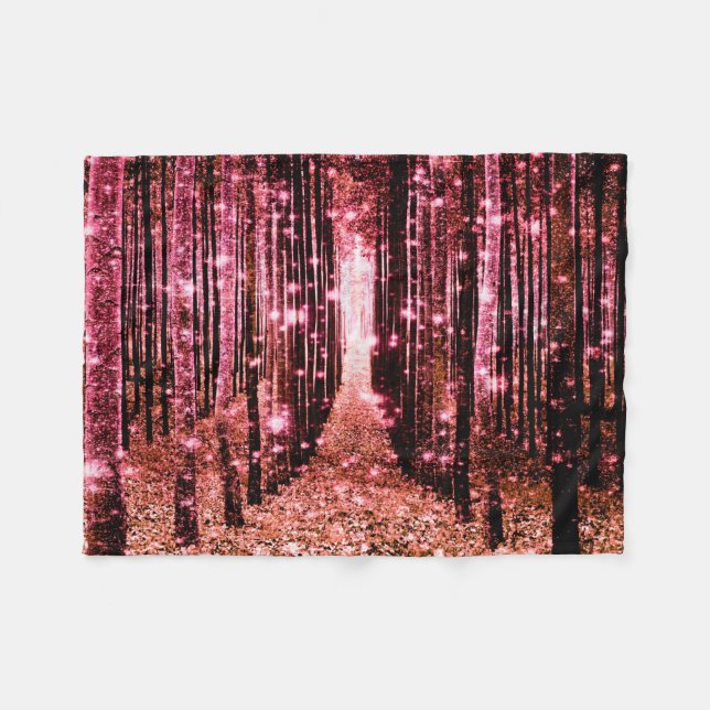 Cobertor De Velo Floresta Mágica Rosa Pêssego (Frente (Horizontal))