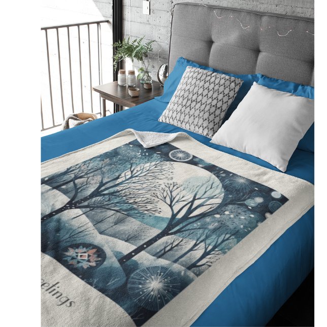 Cobertor De Velo Floresta Nórdica Moonliada, personalizável (Criador carregado)