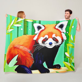 Cobertor De Velo Floresta Red Panda Bamboo