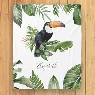 Cobertor De Velo Floresta Tropical Lindo Tucano Nome Personalizado