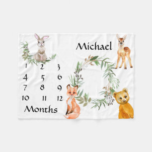 Cobertor De Velo Florestas Adoráveis Fox Milestone Keepsait