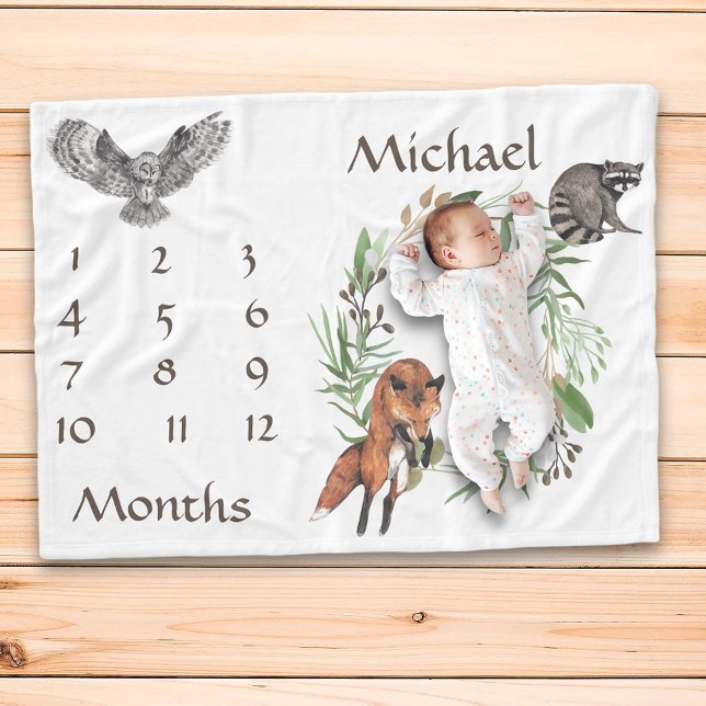 Cobertor De Velo Florestas Adoráveis Fox Milestone Keepsait (Criador carregado)