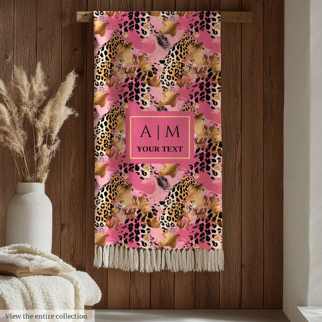 Cobertor De Velo Flórida da pele do leopardo-do-rosa Glam (Glam rose gold watercolor leopard skin fleece)