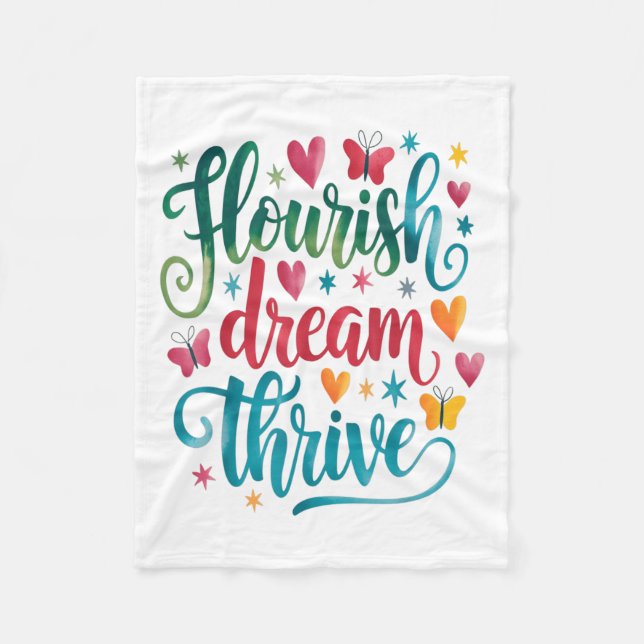 Cobertor De Velo Flourish Dream Thrive Motivational  (Frente)