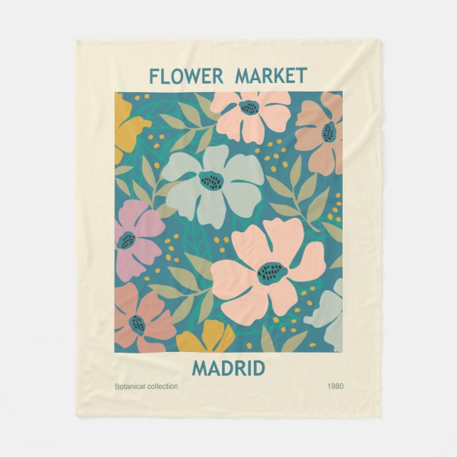 Cobertor De Velo Flower Market Madrid Impressão (Frente)