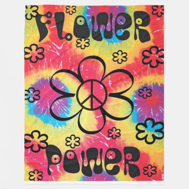 Cobertor De Velo FLOWER POWER TIE DYED Fleece Blanket (Frente)