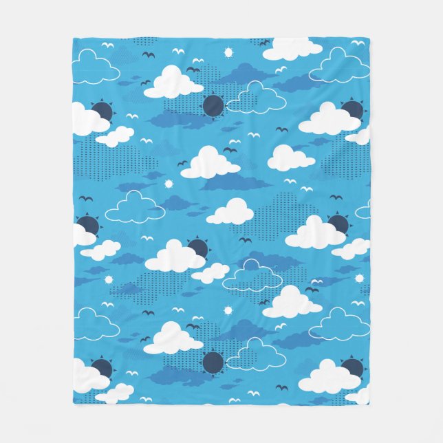 Cobertor De Velo Fluffy Cloud Sunny Blue Sky Patterno (Frente)