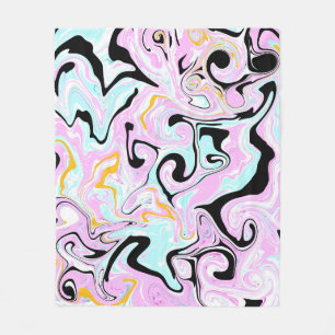 Cobertor De Velo Fluid Art Cotton Candy Pink, Teal, Preto e Dourado