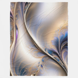 Cobertor De Velo Fluxo Dourado - Arte Fluida Abstrata Azul e Dourad
