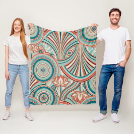 Cobertor De Velo Fluxo Novo Turquesa e Coral