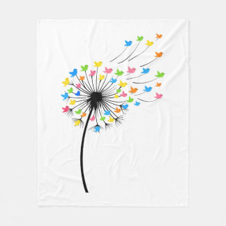 Cobertor De Velo Flying colorful birds dandelion flow