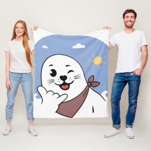 Cobertor De Velo Foca Piscando de Olho Vestindo Bandana Fazendo Sin