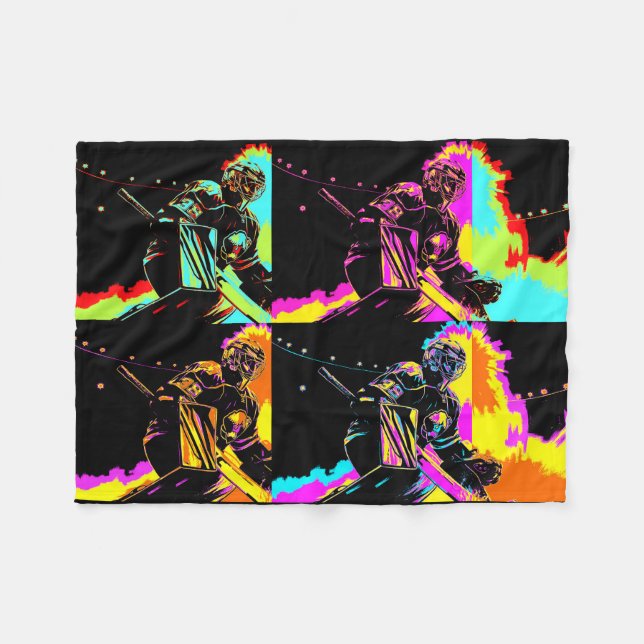 Cobertor De Velo Foco e Prontos - Goleiro de Hóquei no Gelo (Frente (Horizontal))