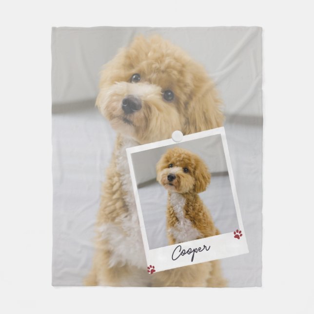 Cobertor De Velo Fofa Foto Polaroid de Cachorro Divertida (Frente)