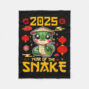 Cobertor De Velo Fofo Ano 2025 da Cobra Feliz Ano Novo Chinês